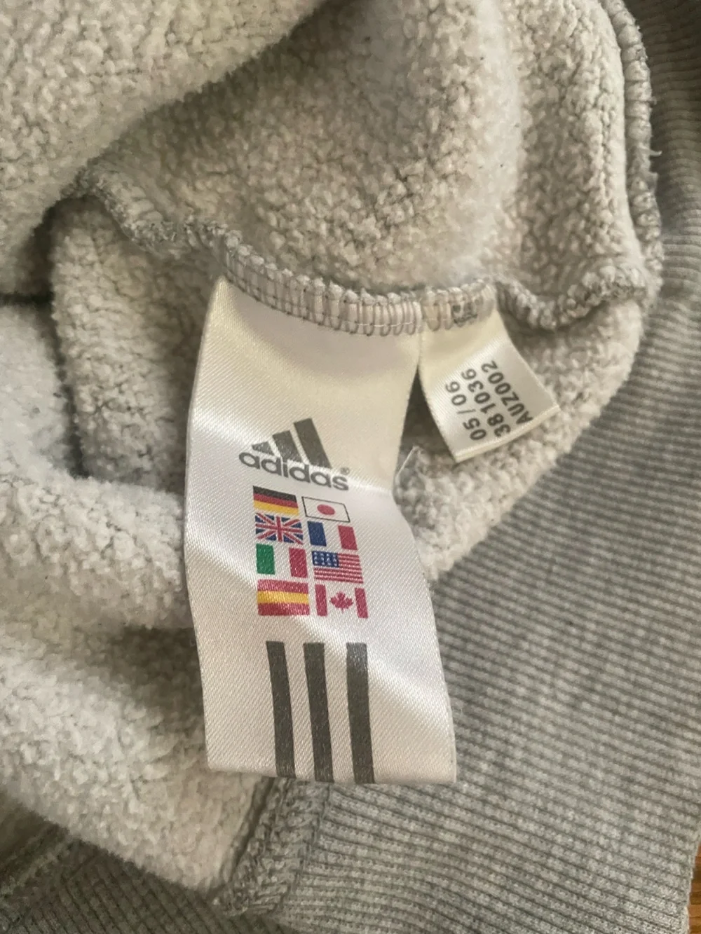 Vintage Y2K Oversized Adidas Classic Basic Gray Pullover Hooded Sweatshirt